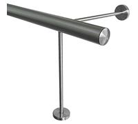 TIBU Reposapiés V2A de acero inoxidable Ø 33,7 mm 30-590 cm, longitud = 150 cm 3 pares de soportes 30/30 cm Barra de barras Barra de mostrador