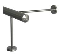 TIBU Reposapiés V2A de acero inoxidable Ø 33,7 mm 30-590 cm, longitud = 450 cm 6 pares de soportes 20/30 cm Barra de barras Barra de mostrador