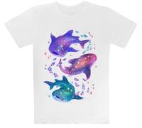 Tiburón Ballena Cósmico Camiseta Blanca para Niños Camiseta De Manga Corta para Niños Kids White tee Children Short Sleeve T-Shirt