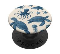 Tiburón ballena nadando en el mar del océano con diseño de arrecife PopSockets PopGrip Adhesivo