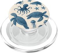 Tiburón ballena nadando en el mar del océano con diseño de arrecife PopSockets PopGrip para MagSafe