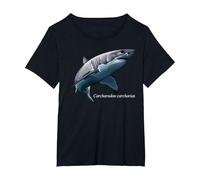 Tiburón Blanco, Nombre Carcharodon, Divertido Scuba Diver Tauch Camiseta, Mujer Tallas Grandes, Negro, 5XL Grande