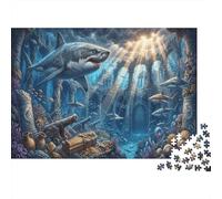 tiburón blancoRompecabezas Clásico 1000 Piezas Cartón Reciclado Ruinas de Coral y naufragios Relajación Mental, Tiempo Libre, Regalo De Cumpleaños para Amantes De Puzzles 70x50cm/1000pcs
