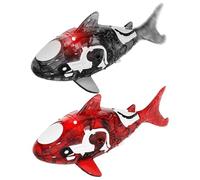 Tiburón de Juguete de baño con luz LED con Cola Realista, pez Nadador Brillante, Luces interactivas activadas por Agua, Robot Parpadeante, Peces electrónicos para Mascotas (2Pcs)