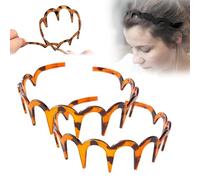 Tiburón Diademas De Plástico Con Forma,Tiras En Zigzag En Forma De Cabello En Forma De U Para Mujeres,Ondulada Accesorio De Aro Para El Cabello Mujer Y Niña (Ámbar-2pcs)