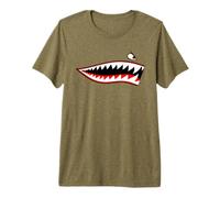 TIBURÓN Dientes Nariz Arte Warhawk P-40 A-10 Warthog War Plane Camiseta Premium