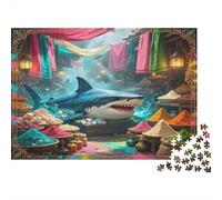 Tiburón Escena de Mercado Puzzle de 1000 Piezas Papel para Adultos Bazar Colorido Relajación Familia Decoración Regalo 70x50cm/1000pcs