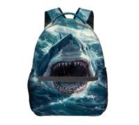 Tiburón Feroz Ataca A Un Fish Del Océano Mochila Antirrobo Mochila Escolar Ligera Mochilas Para Hombre Mujer Colegio 29X40Cm