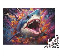 Tiburón Feroz Puzzle de 1000 Piezas Papel para Adultos Escena Oceánica Fantástica Juego de Puzzle para Toda la Familia Relajación Decoración Regalo 70x50cm/1000pcs