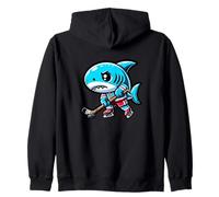 Tiburón Lindo Jugando Hockey Hielo Sudadera con Capucha