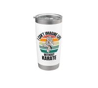Tiburón lindo retro I Can't Imagine Life Without Karate Vaso térmico de acero inoxidable de doble pared