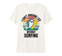 Tiburón Lindo Retro I Can't Imagine Life Without Surfing Camiseta Premium