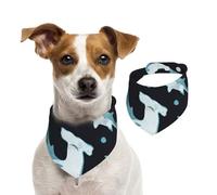 Tiburón Martillo en Acuarela,Pañuelos de algodón para Perros, Bufandas Ajustables para Mascotas,M