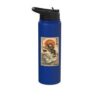 Tiburón montando gato samurai | Ukiyo-e Art, Gato Samurai Stainless Steel Insulated Water Bottle