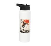 Tiburón montando gato samurai | Ukiyo-e Art Stainless Steel Insulated Water Bottle