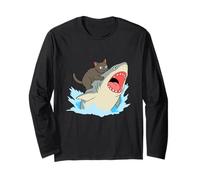 Tiburón mordedor de Gato Divertido Manga Larga