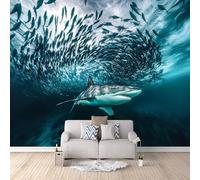 Tiburón Papel Pintado Salón Dormitorio 150×105cm Bancos De Peces Oceánicos, Tiburones Fotomurales Pared Tejido No Tejido Decorativos Murales Fotográfico Moderno Decoración de Paredes