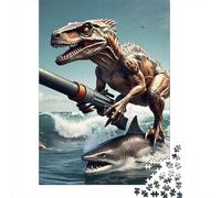 tiburón Paquete De 1000 Piezas Dino tiburón Ride Papel Ecológico Personas Que Aman Entrenamiento Cerebral Portátil Fácil Almacenar Rompecabezas 52x38cm/1000pcs