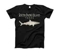 Tiburón Retro De South Padre Island, Texas Camisetas Básicas Cuello Redondo tee Casual T-Shirt para Deporte Entrenamiento Gimnasio XXL