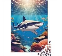 tiburón Set De 1000 Piezas Papel Reciclado tiburón Deep Reef Puzzle Familiar Aficionados A Los Ocio En Casa Entretenimiento Fin De Semana Fácil Almacenar 70x50cm/1000pcs