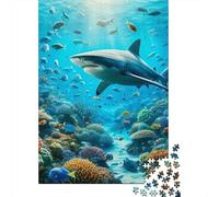 tiburón Set De 1000 Piezas Papel Reciclado tiburón School Reef Puzzle Familiar Aficionados A Los Rompecabezas Atractivo Actividad Vinculación Familiar 70x50cm/1000pcs