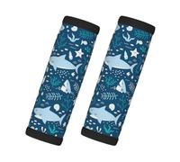 Tiburón sonriente Animales marinos Peces Estrella de mar Azul, 2 piezas de fundas para asas de equipaje, cubiertas suaves y cómodas para asas de equipaje. Etiqueta para equipaje.