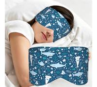 Tiburón sonriente Animales marinos Peces Estrella de mar Azul, Antifaz para dormir, ideal para el hogar, viajes y trabajo por turnos. Cubre completamente los ojos y bloquea la luz.