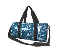 Tiburón Sonriente Animales Marinos Peces Estrella De Mar Azul, Bolsa de Viaje de Gran Capacidad, Bolso Redondo, Bolsa de Viaje Deportiva, Bolsa de Mano, Bolsa de Fitness