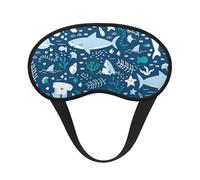 Tiburón sonriente, animales marinos, peces, estrella de mar, azul, Cubiertas oculares completas, antifaces para dormir que bloquean la luz, orejeras opacas para dormir