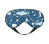 Tiburón Sonriente Animales Marinos Peces Estrella De Mar Azul, Cubreojos completos Antifaz bloqueador de luz Antifaz para dormir Antifaz suave con los ojos vendados Noche