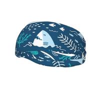 Tiburón sonriente Animales marinos Peces Estrella de mar Bandas azules para el cabello para hombres y mujeres Diadema para correr Diadema que absorbe el sudor Gimnasio