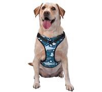 Tiburón Sonriente Animales Marinos Peces Estrellas de mar Azul,Arnés para Mascotas, arnés Reflectante Ajustable para Perros,XL