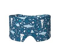 Tiburón sonriente Animales marinos Peces Estrellas de mar Azul,Máscara para ojos con bloqueo de luz y protección ocular completa para dormir, orejeras y ojos.