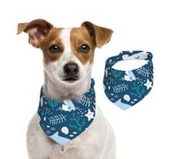 Tiburón Sonriente Animales Marinos Peces Estrellas de mar Azul,Pañuelos de algodón para Perros, Bufandas Ajustables para Mascotas,L