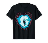 Tiburón tomados de la Mano Parejas Amor corazón diseño Arte Camiseta