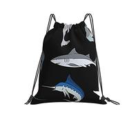 Tiburones, Animales Salvajes Hombres Mujer Mochila Con Cordón Moda Gym Sack Casual Mochila De Cuerdas Para Escolar Playa Viaje