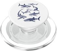 Tiburones Vintage Animales Marinos Vida Silvestre Tiburones Amantes PopSockets PopGrip para MagSafe