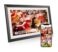 Tibuta Marco de Fotos Digital WiFi de 15,6 Pulgadas, Pantalla táctil IPS de 1366 x 768, Marco Digital de Nogal 32G, comparte Fotos o vídeos a través de la aplicación Uhale