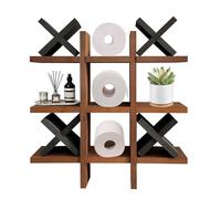 Tic Tac Toe Portarrollos de papel higiénico, divertido soporte de papel higiénico de madera, almacenamiento de pared para baño, salón, casa, decoración