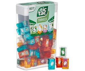 Tic Tac Travels Caramelos de menta y grageas de frutas en paquetes pequeños de 60 uds