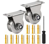 Ticeed 2 Piezas Poleas para Cuerda Poleas Gimnasio Poleas Ruedas para Puertas Correderas Acero Inoxidable Poleas con Tornillos y Destornilladores Tobilleras Poleas Gym para Tendedero Cuerda Cables