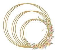 Ticeed Anillos de Aro Floral, 9 PCS Anillos de Metal para Manualidades 3 Tamaños Corona de Macramé Círculos de Metal Dorado para Hacer Corona para Decoración de Boda(20cm/ 25cm/ 30 cm)