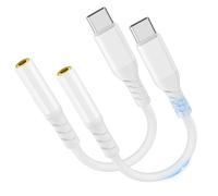 Ticenpe 2 Pack Adaptador USB C a Jack 3.5mm, [Certificado MFi] Cable de Audio Tipo C a Auxiliar Compatible con iPhone 16 15 Plus Pro MAX/Galaxy S24 Ultra/iPad Air/MacBook/Pixel 9 XL