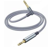 Ticenpe Aux Kabel Audio 3,5mm Klinkkabel [1,2M] 90 Grad Winkelstecker, Nylon Gegeflochtenes Stereo Klinke für Kopfhörer, Autoradio, Handy, PC, Soundbar, Stereoanlage