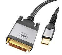 Ticenpe Cable USB C a DVI de 2 m, 4K@30Hz, USB tipo C [Thunderbolt 3] a DVI-D 24+1, cable de nailon trenzado doble, conector dorado, compatible con MacBook Pro, Samsung, Surface Book, Dell