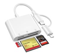 Ticenpe Lector Tarjetas SD 3 en 1 SD Card Reader Lightning USB-C a SD/Micro SD/Compact Flash, Adaptador Tarjeta SD a Tipo C para iPhone Series 16/15/14/13/12/11, iPad, MacBook, Galaxy y Android