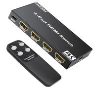 Ticenpe Switch HDMI 4K 30Hz 4 en 1 Salida con Control Remoto IR, Soporta HDCP 1.4 HDR 3D, Compatible con PS5/4, Xbox, Apple TV, Skybox, Blu-Ray, HDTV