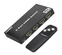Ticenpe Switch HDMI 4K@30Hz, Conmutador HDMI 3 Entradas a 1 Salida con Control Remoto, Caja selector hdmi de 3 Puertos Compatible con HDCP 1.4 HDR 3D, Compatible con PS5/4 Xbox Apple TV