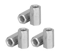 TICFOX 10 Piezas M6 Tuerca de Varilla Larga, Tuerca de Acoplamiento Hexagonal Tuercas de Tornillo Hexagonales de Acero al Carbono Sujetadores roscados para Ensamblar Pernos, Espárragos(M6*18)