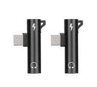 TICFOX Adaptador de Audio USB C a 3,5 mm 2 en 1 Carga y Escucha Material ABS Diseño Compacto para teléfono Tablet PC (Negro)